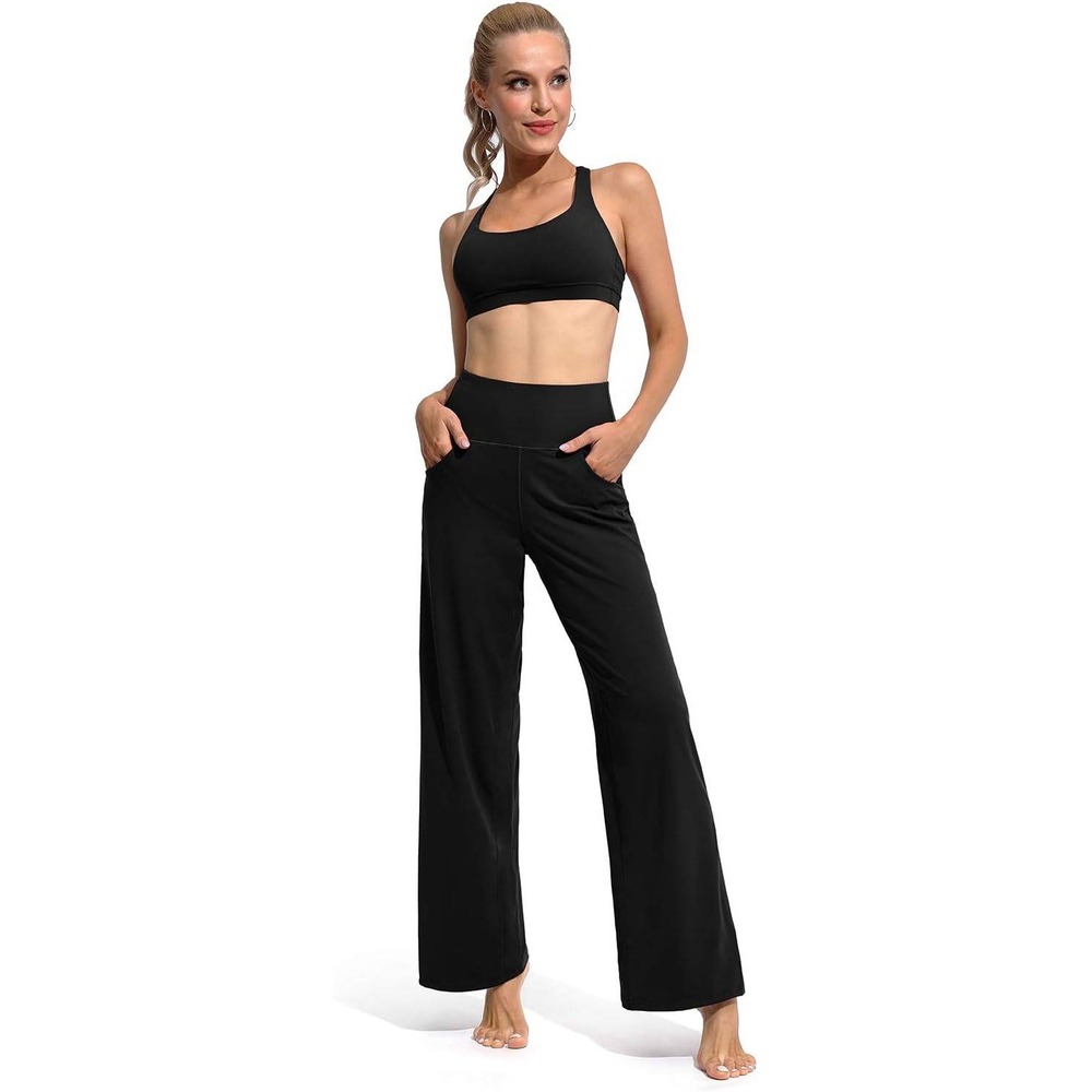 MSRP $46 Promover Wide Leg Pants Women's L Yoga Pants with Pockets Stretch Loose